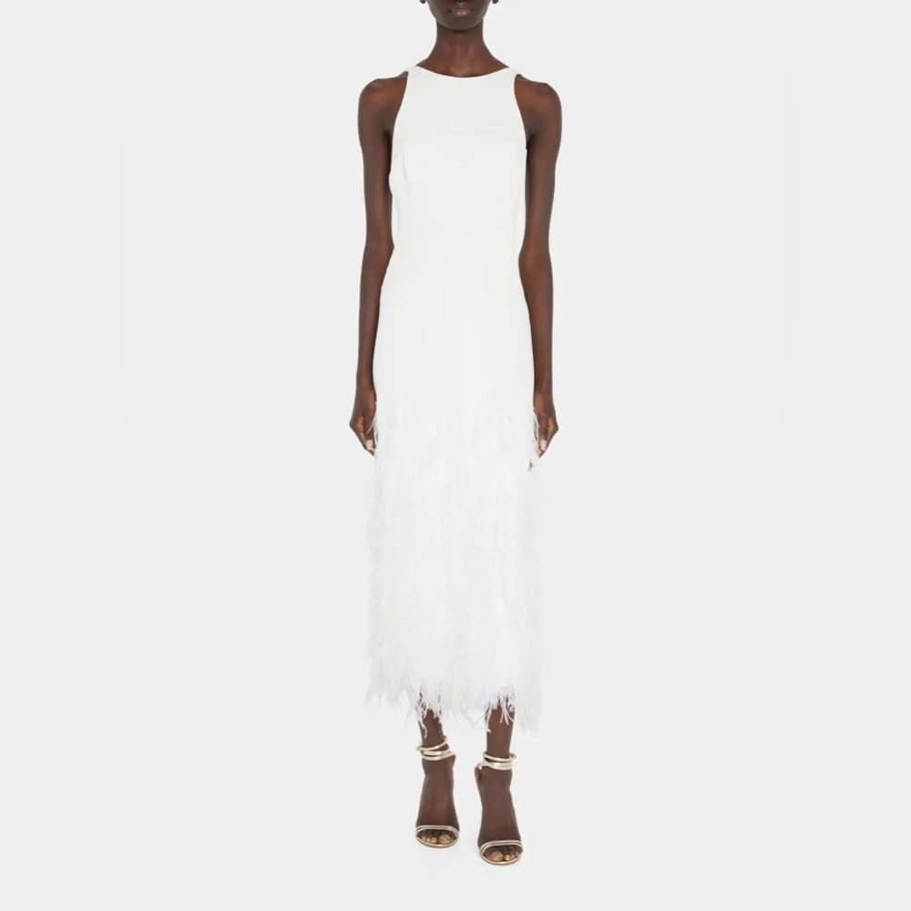 Cult Gaia ostrich feather open back dress